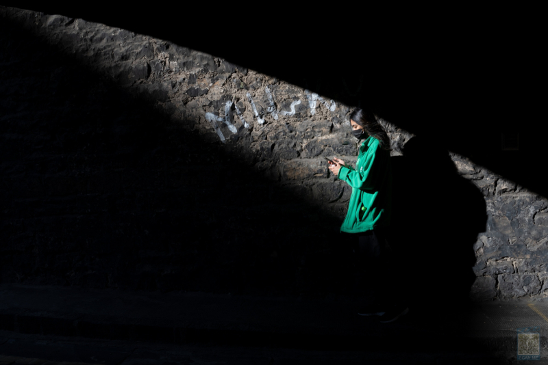 Scottish pedestrian in a tunnel