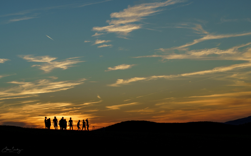 Youngters at sunset